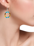 Be-Jewelled turquoise amber circle drop earrings sterling silver - British product