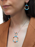 Be-Jewelled turquoise amber pendant necklace silver, imported from the UK