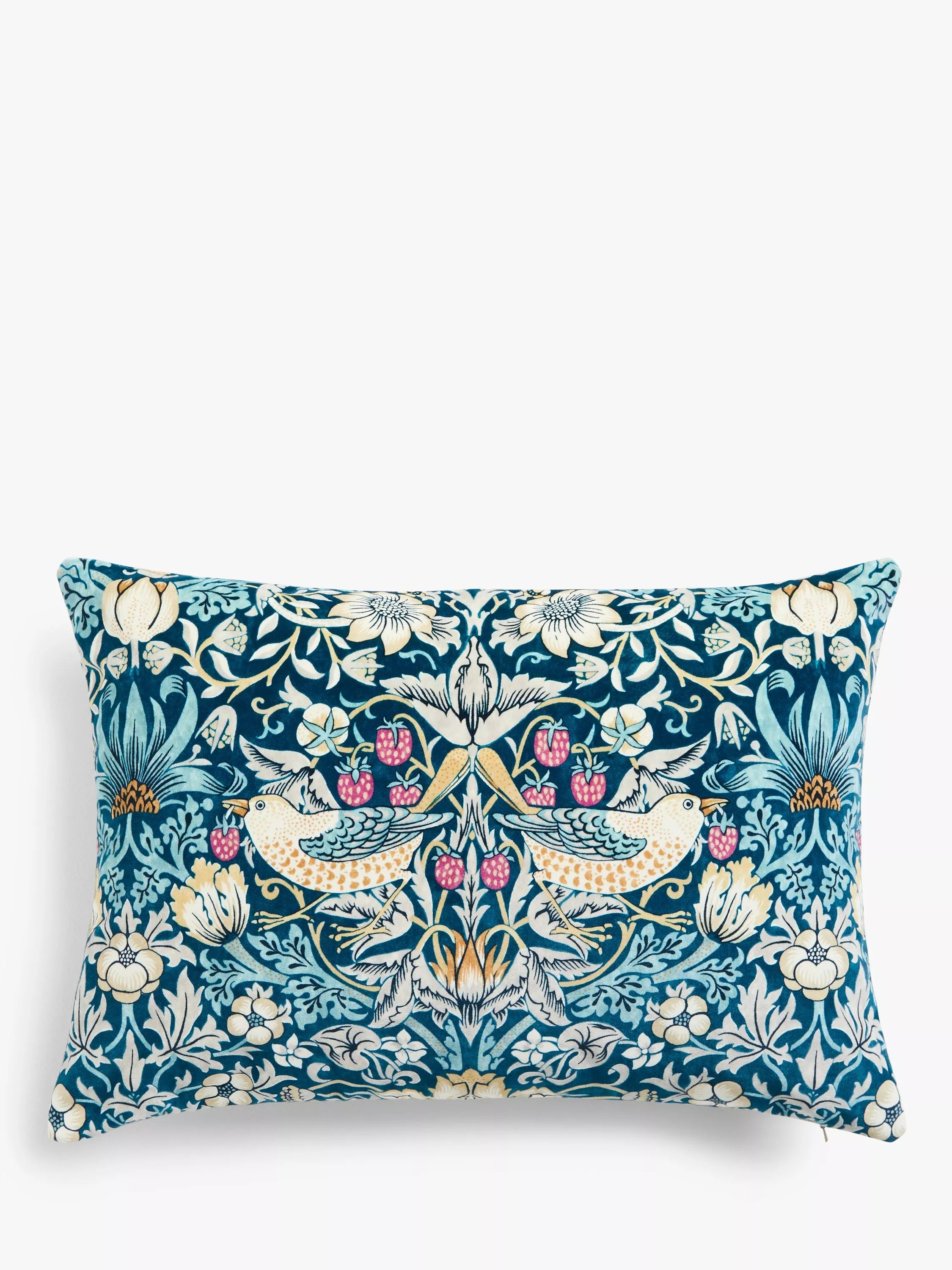 Morris & Co. Strawberry Thief Velvet Cushion 60 x 40cm