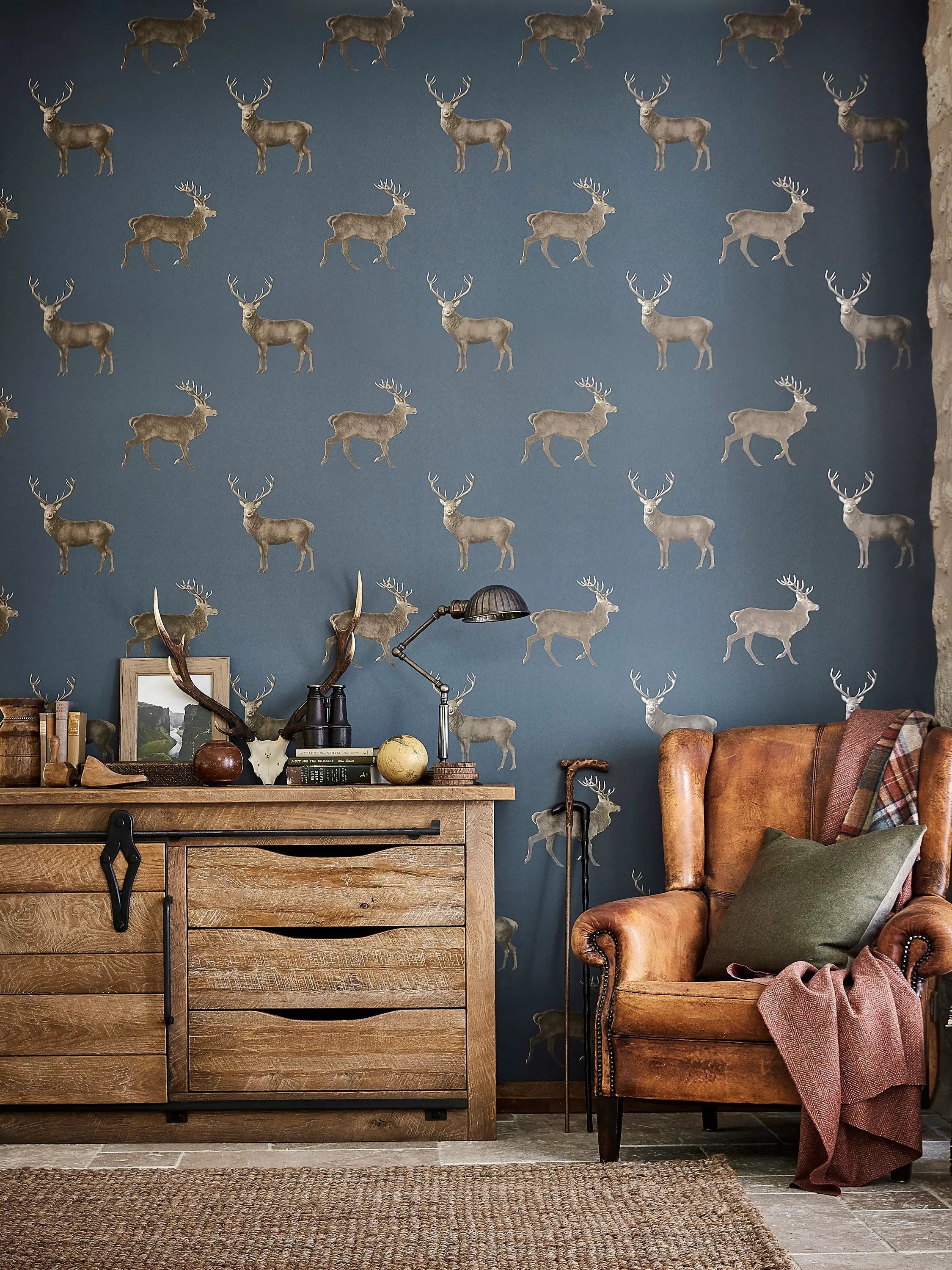 Sanderson Evesham Deer design wallpaper (British brand)
