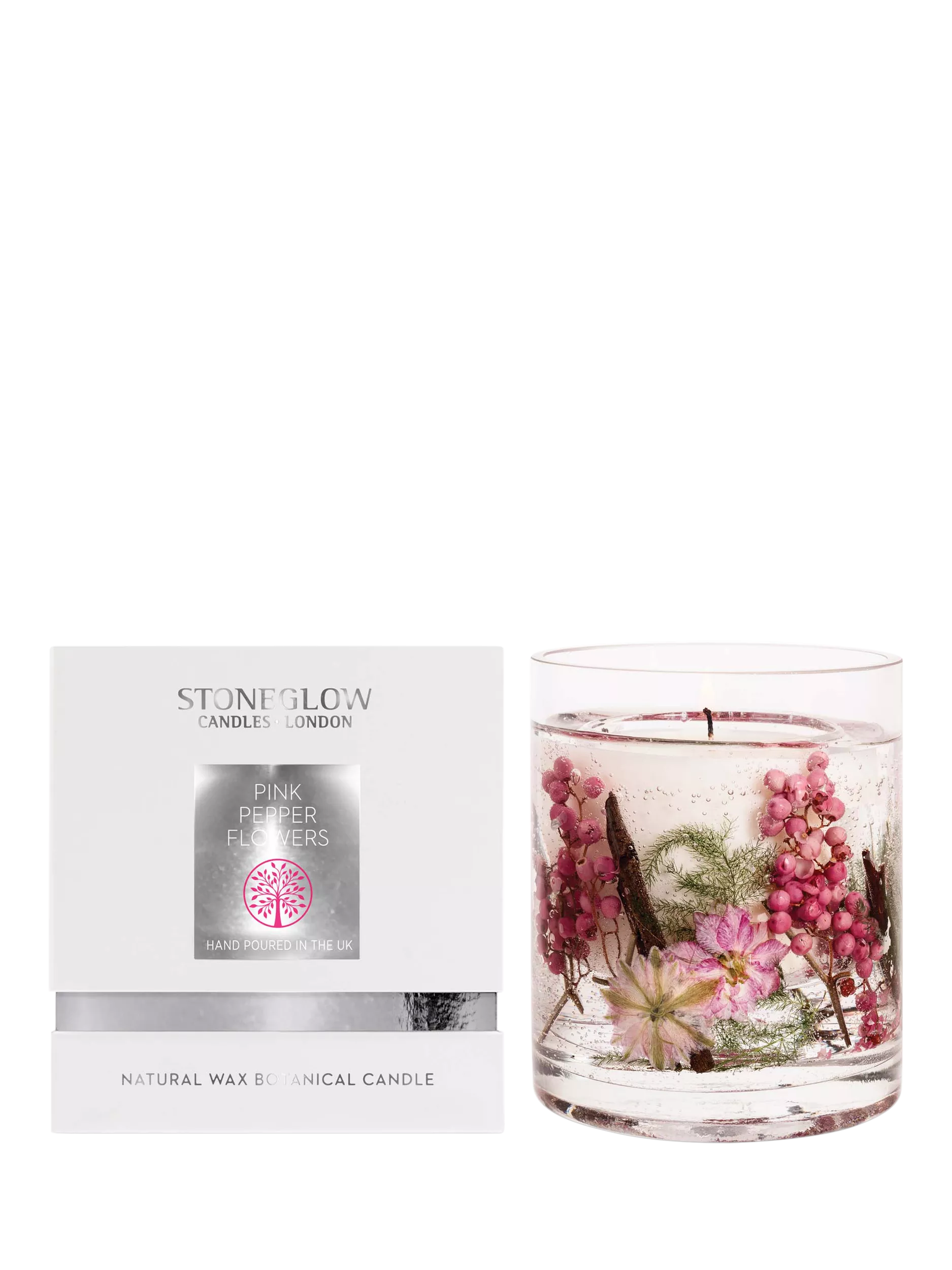 Stoneglow Pink Pepper Flowers scented gel candle 160g (British brand)