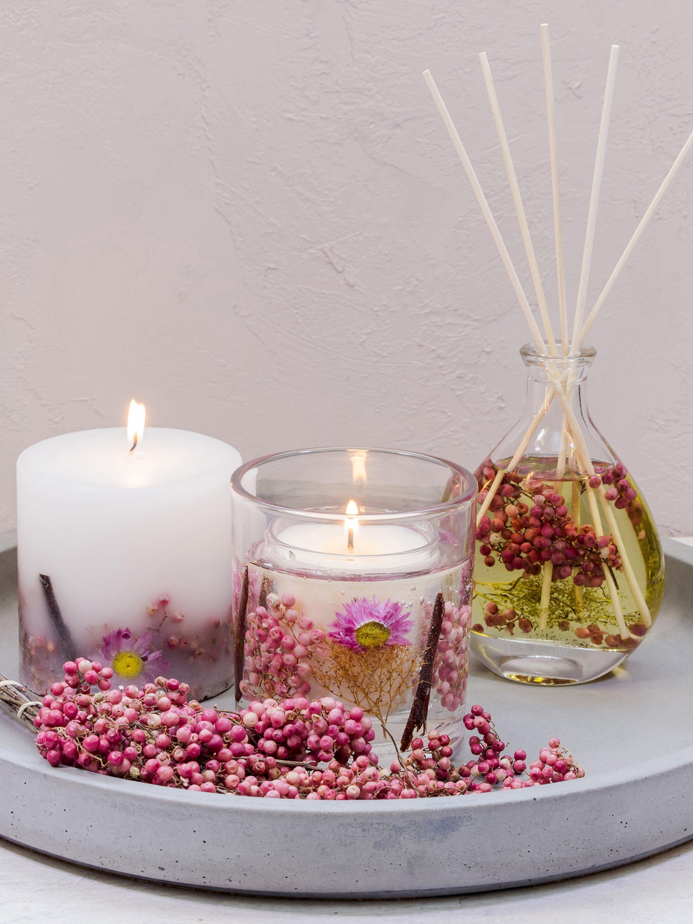 Stoneglow Pink Pepper Flowers scented gel candle 160g (British brand)