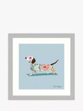 John Lewis Helen Magee 'Sausage Dog' Framed Print & Mount, 33.5 x 33.5cm, Blue/Multi