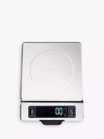 John Lewis OXO Good Grips Stainless Steel Digital Kitchen Scale with Pull-Out Display, Silver, 5kg- Buy online at McGrocer