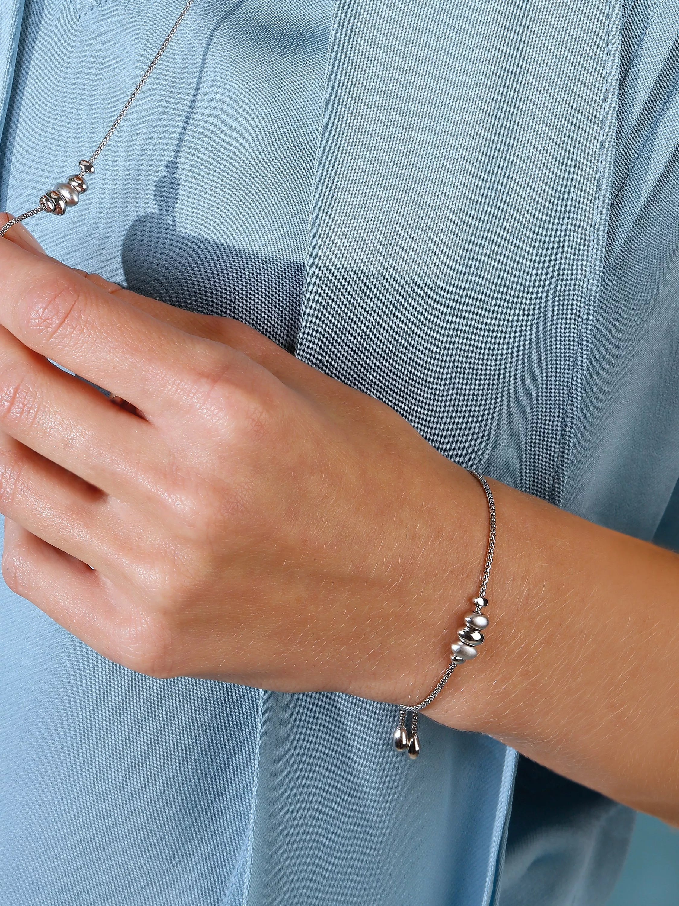 Kit Heath triple pebble slider bracelet silver, UK version