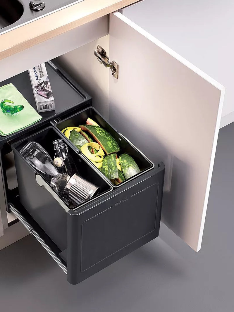 BLANCO under counter manual pull-out kitchen bin with 2 sections, 26L - British product