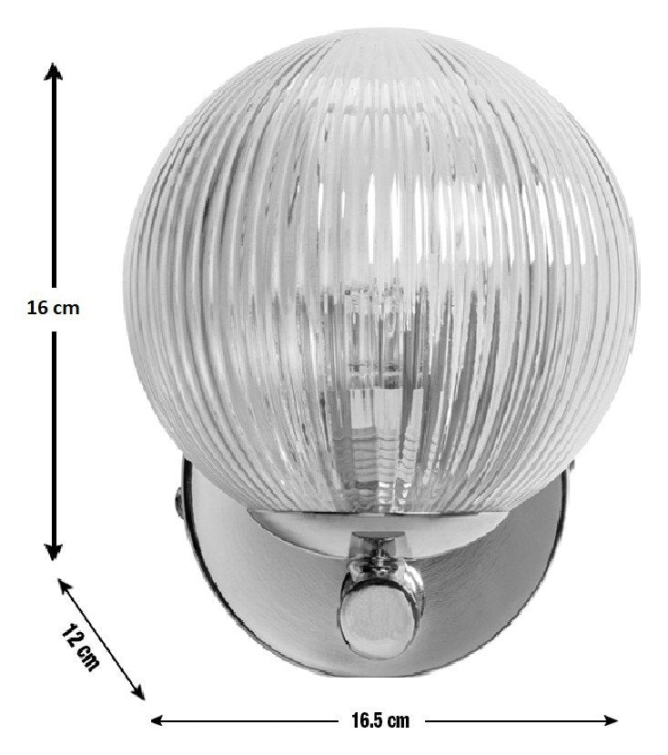 Habitat Globe Ribbed Glass Metal Wall Light Champagne H16cm diameter 16.5cm, UK version