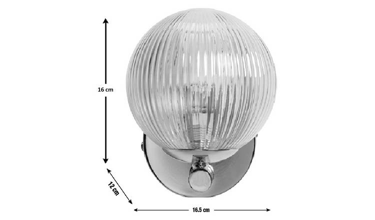 Habitat Globe Ribbed Glass Metal Wall Light Champagne H16cm diameter 16.5cm, UK version