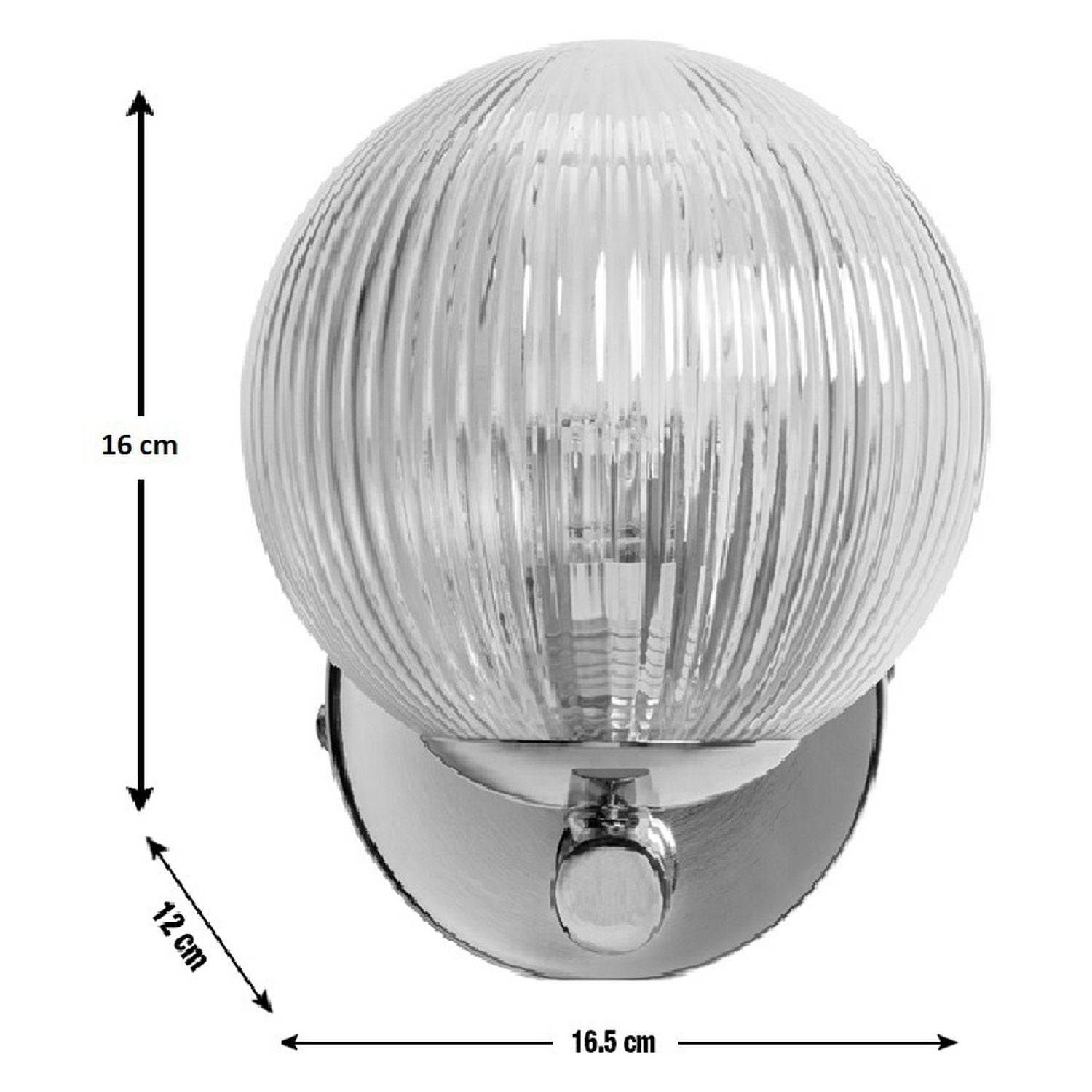 Habitat Globe Ribbed Glass Metal Wall Light Champagne H16cm diameter 16.5cm, UK version