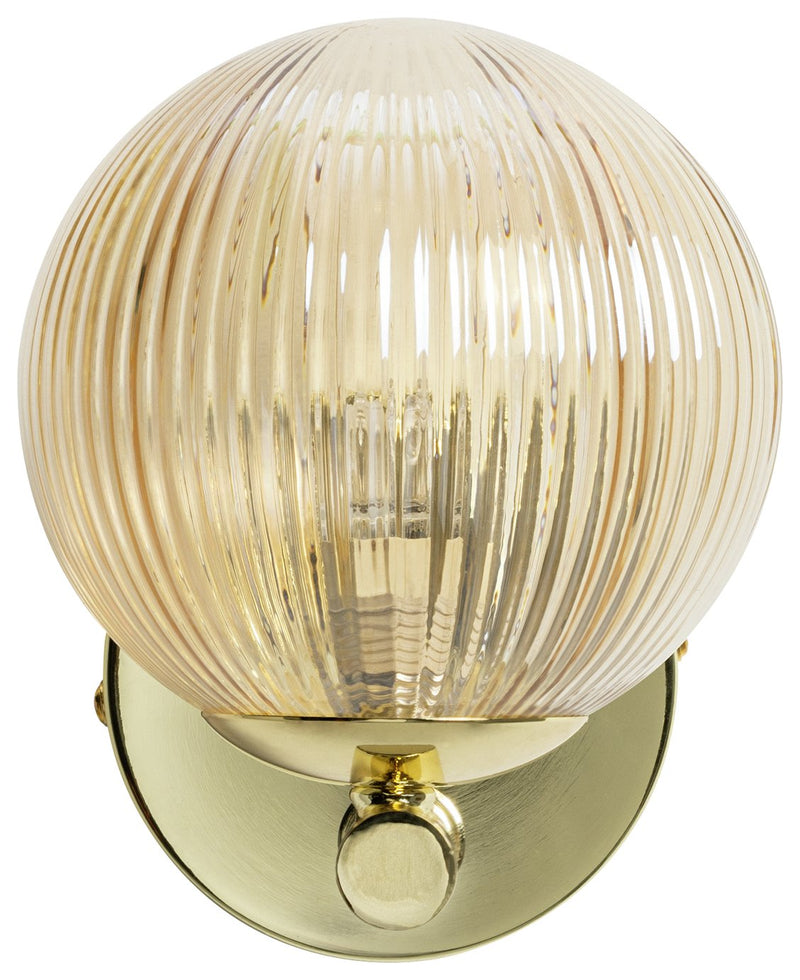 Habitat Globe Ribbed Glass Metal Wall Light Champagne H16cm diameter 16.5cm, UK version