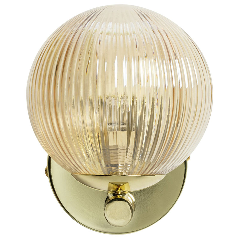 Habitat Globe Ribbed Glass Metal Wall Light Champagne H16cm diameter 16.5cm, UK version