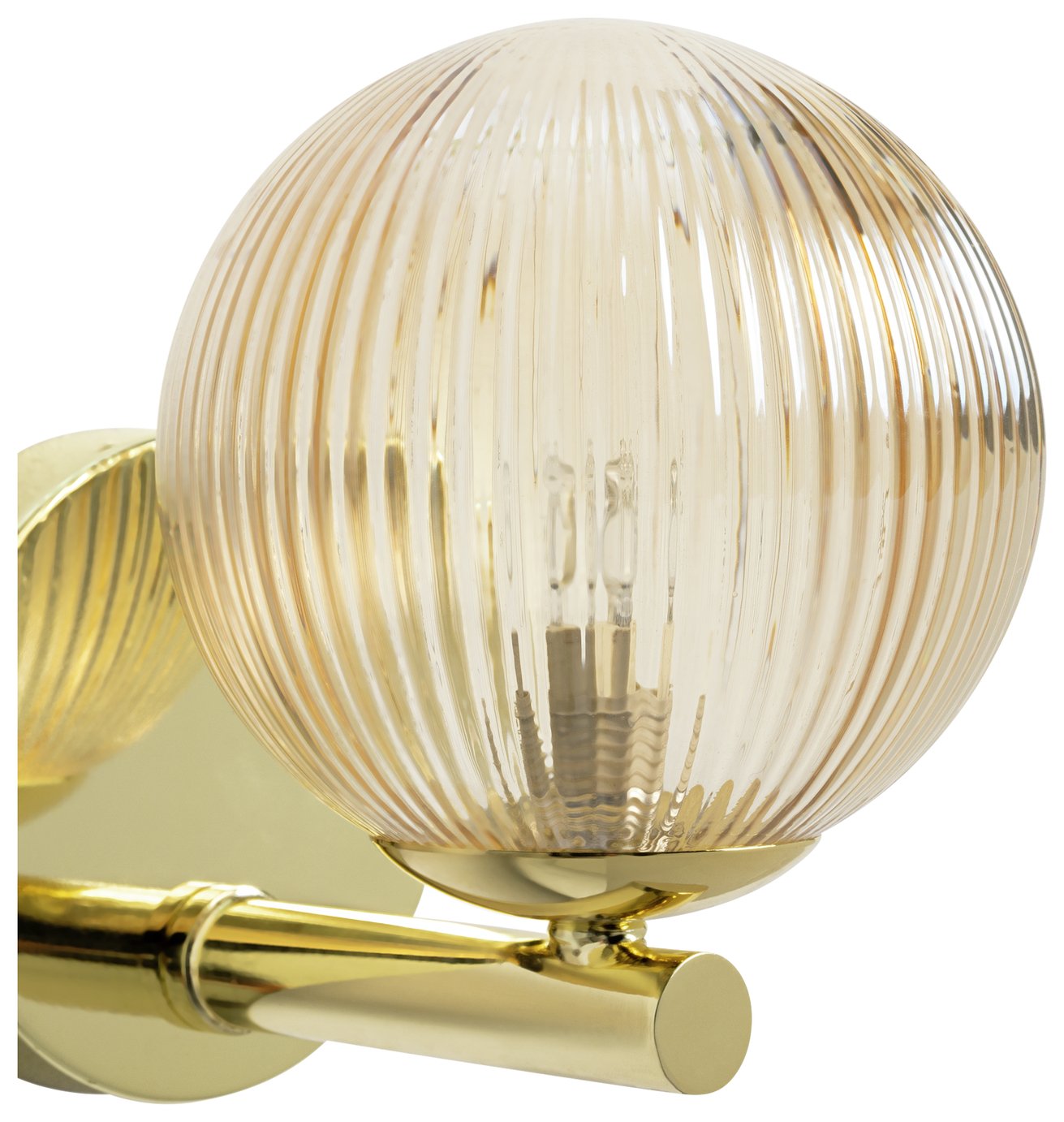 Habitat Globe Ribbed Glass Metal Wall Light Champagne H16cm diameter 16.5cm, UK version