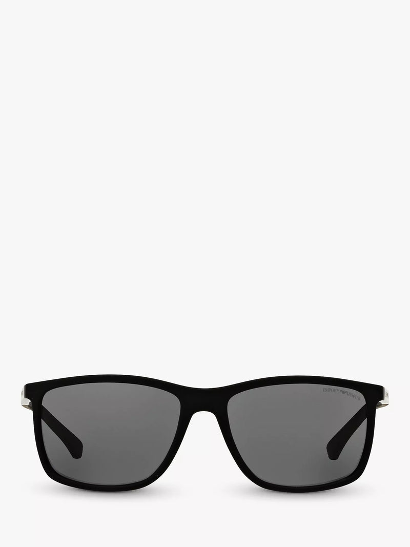 Emporio Armani rectangular polarised sunglasses matte black grey, imported from the UK