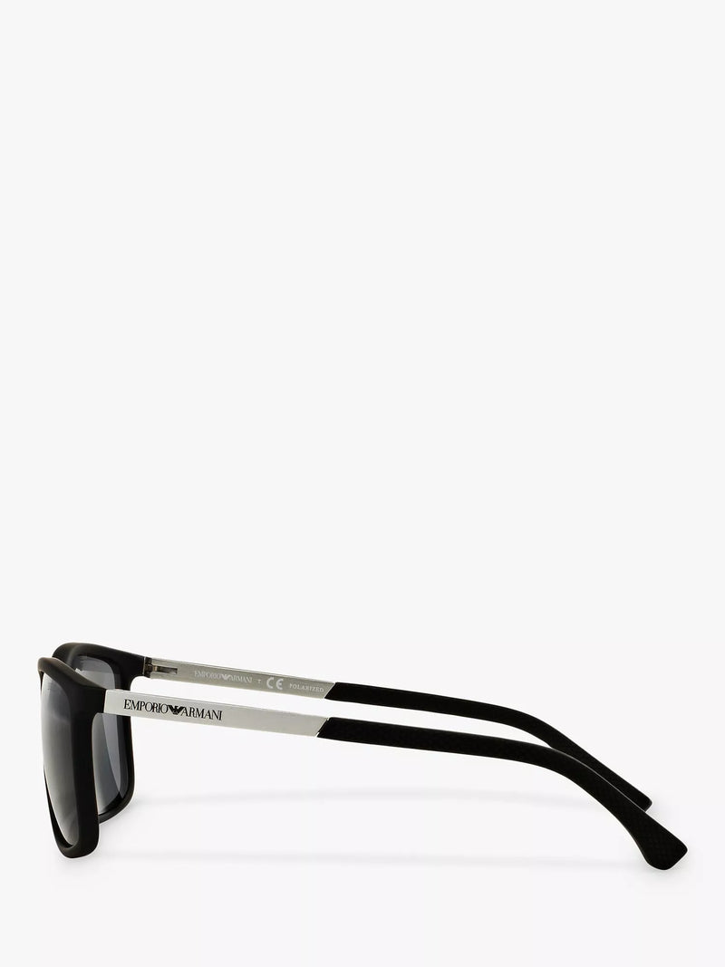 Emporio Armani rectangular polarised sunglasses matte black grey, imported from the UK