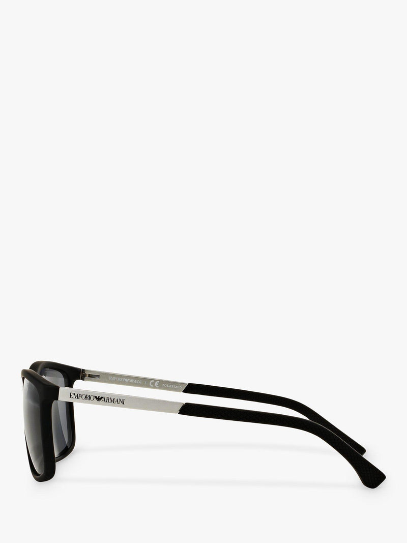 Emporio Armani rectangular polarised sunglasses matte black grey, imported from the UK