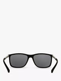 Emporio Armani rectangular polarised sunglasses matte black grey, imported from the UK
