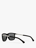 Emporio Armani rectangular polarised sunglasses matte black grey, imported from the UK