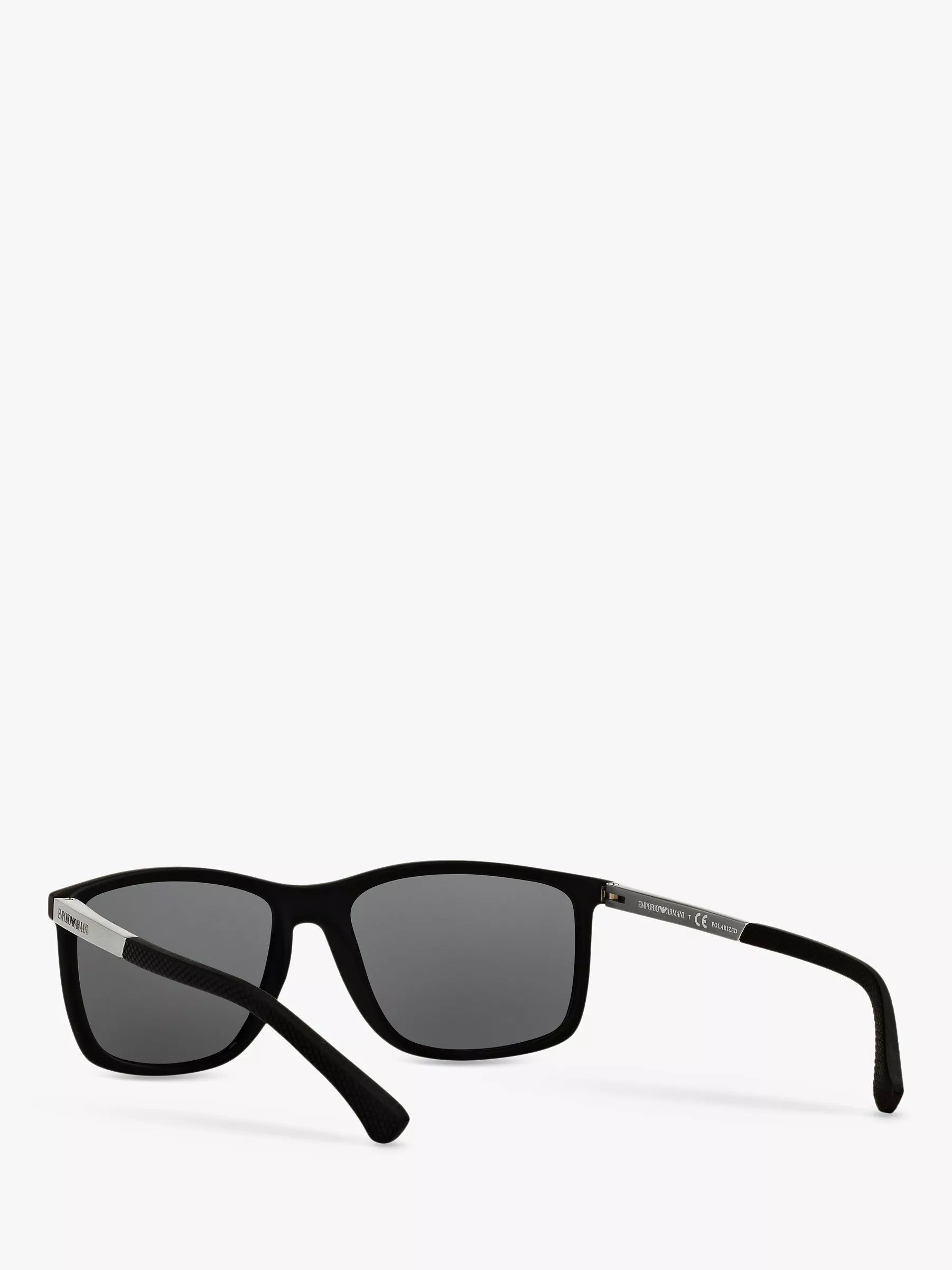 Emporio Armani rectangular polarised sunglasses matte black grey, imported from the UK