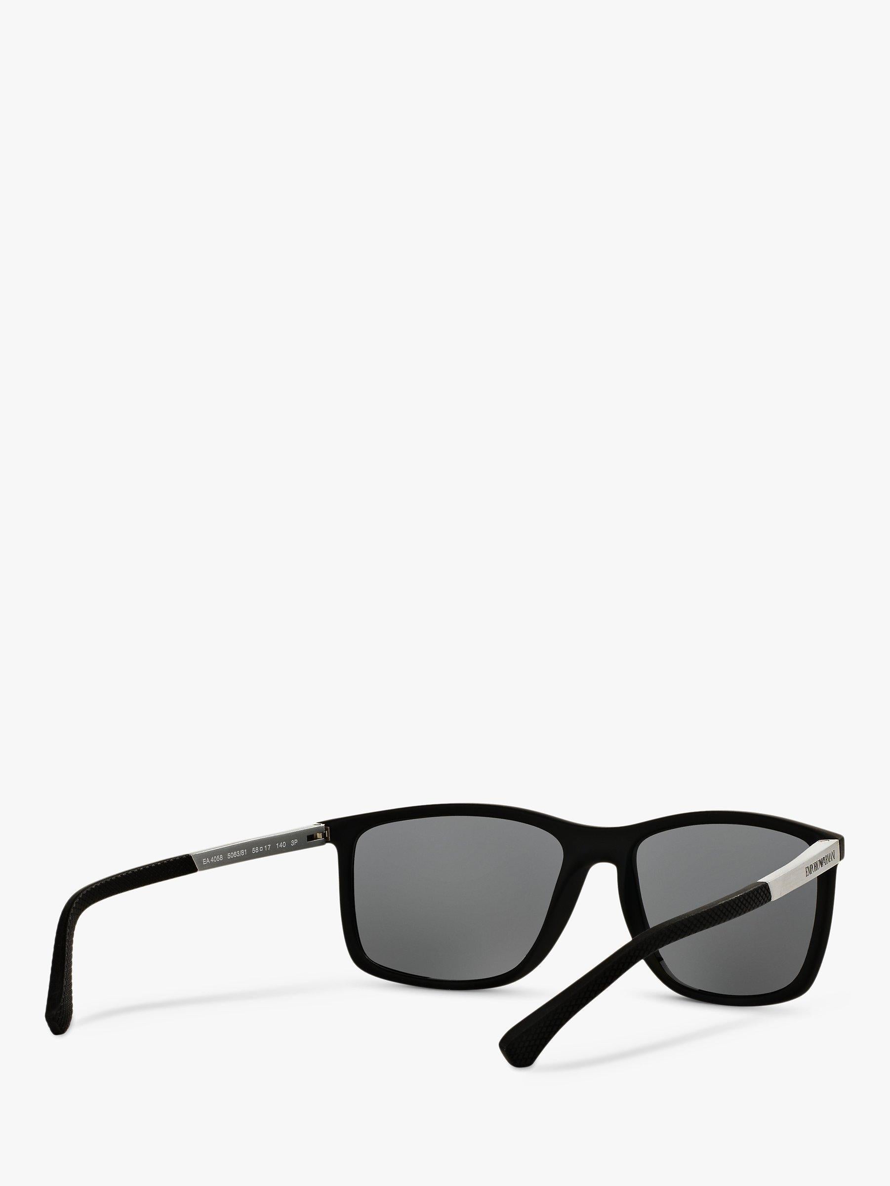 Emporio Armani rectangular polarised sunglasses matte black grey, imported from the UK
