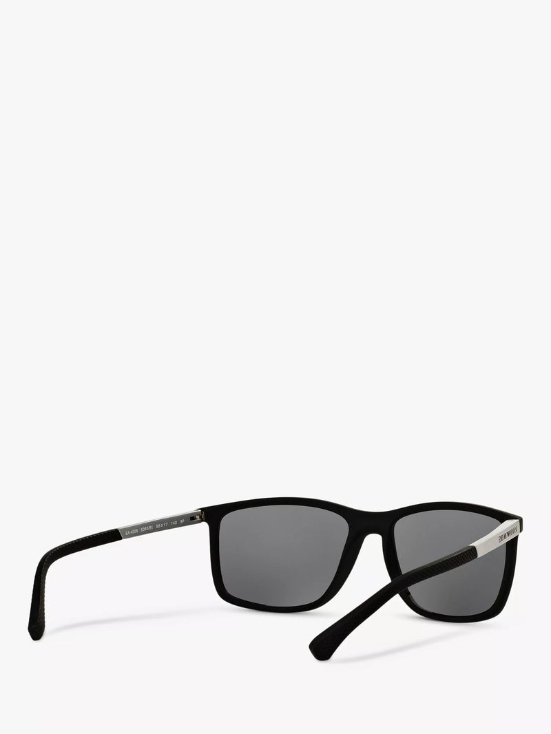 Emporio Armani rectangular polarised sunglasses matte black grey, imported from the UK