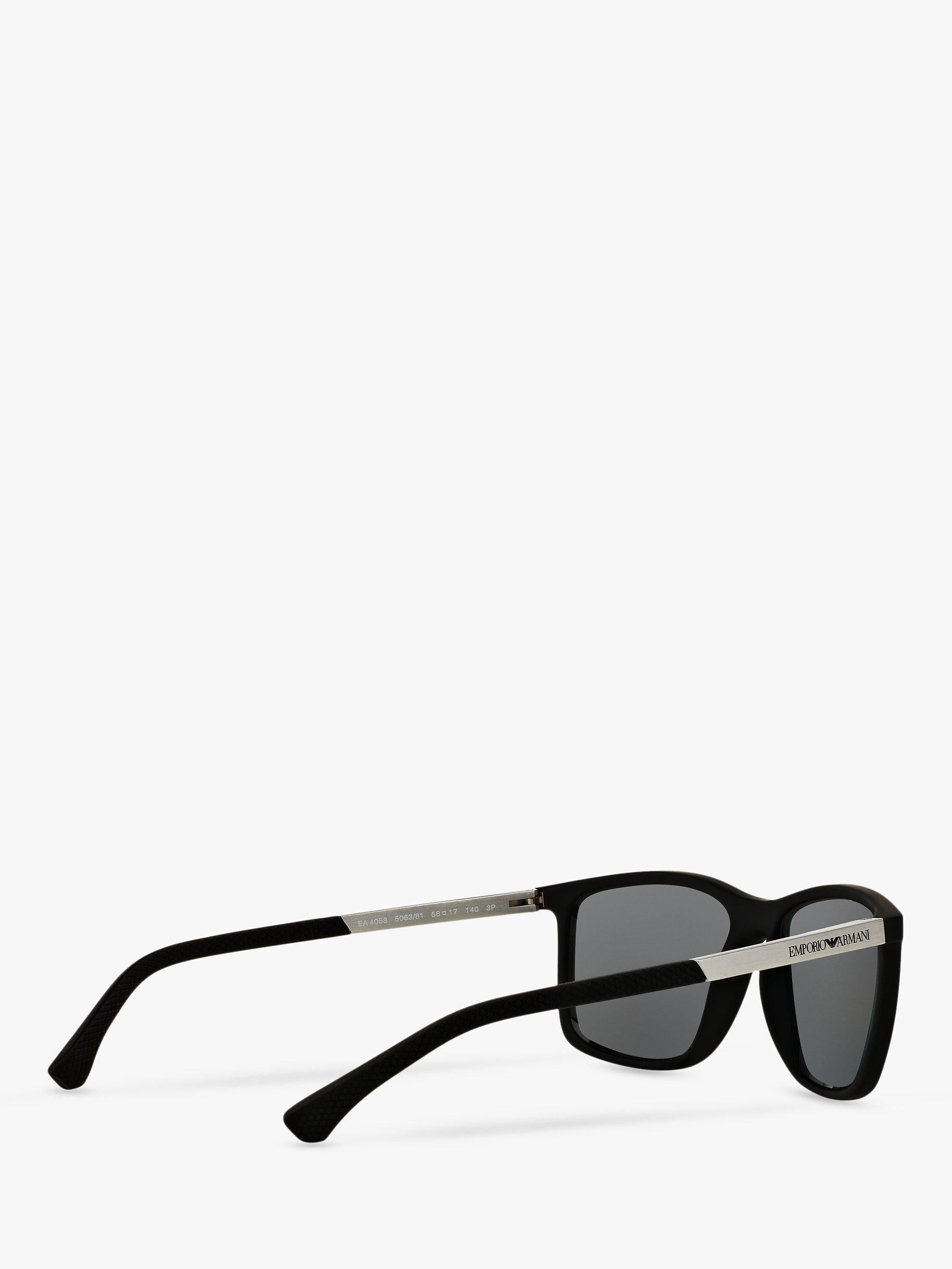 Emporio Armani rectangular polarised sunglasses matte black grey, imported from the UK