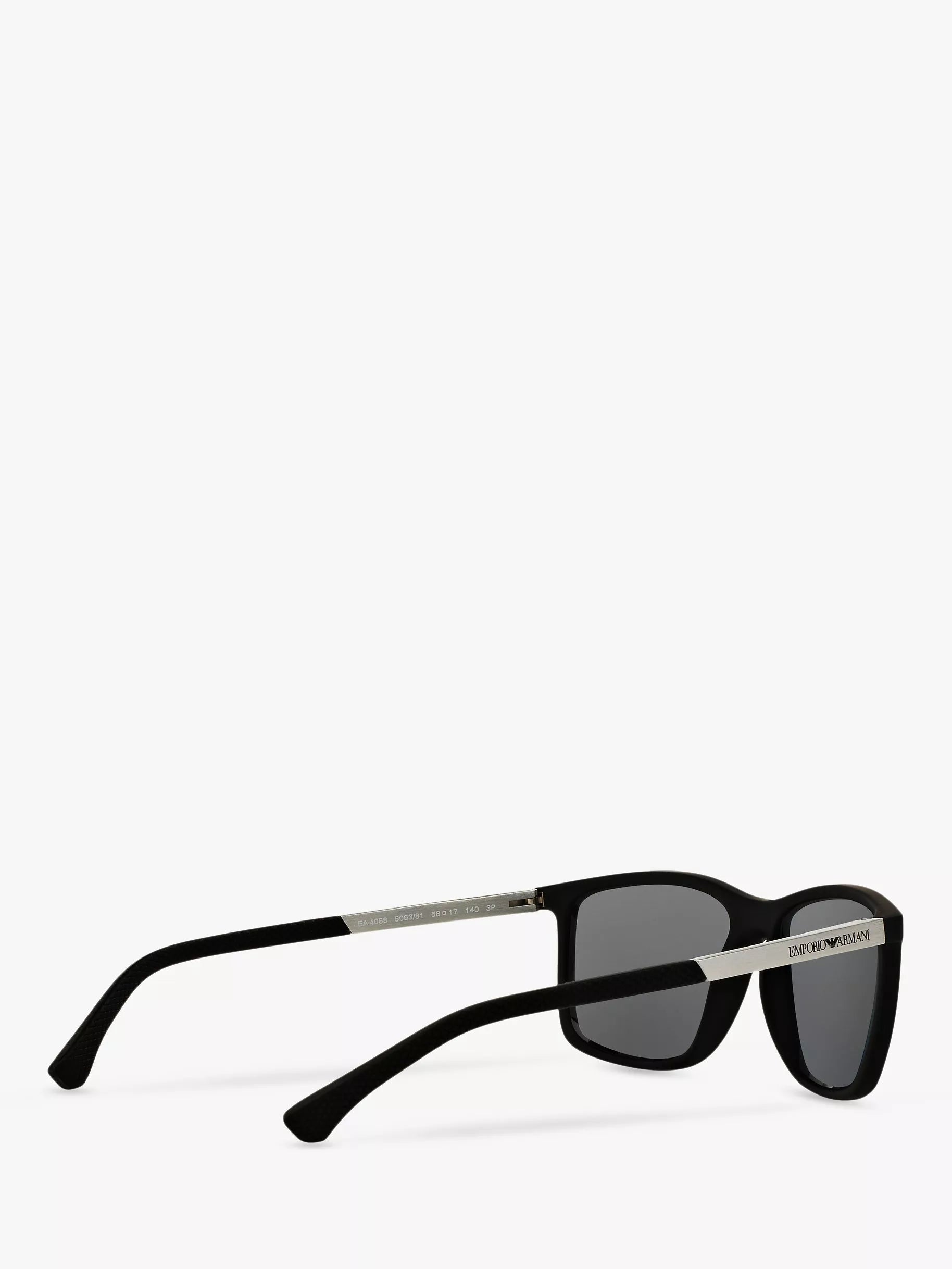 Emporio Armani rectangular polarised sunglasses matte black grey, imported from the UK