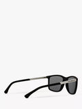 Emporio Armani rectangular polarised sunglasses matte black grey, imported from the UK