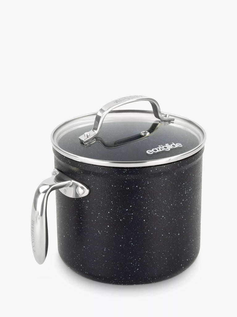 Eaziglide Neverstick2 Aluminium Non-Stick Sauce Pot and Lid, 16cm, Black