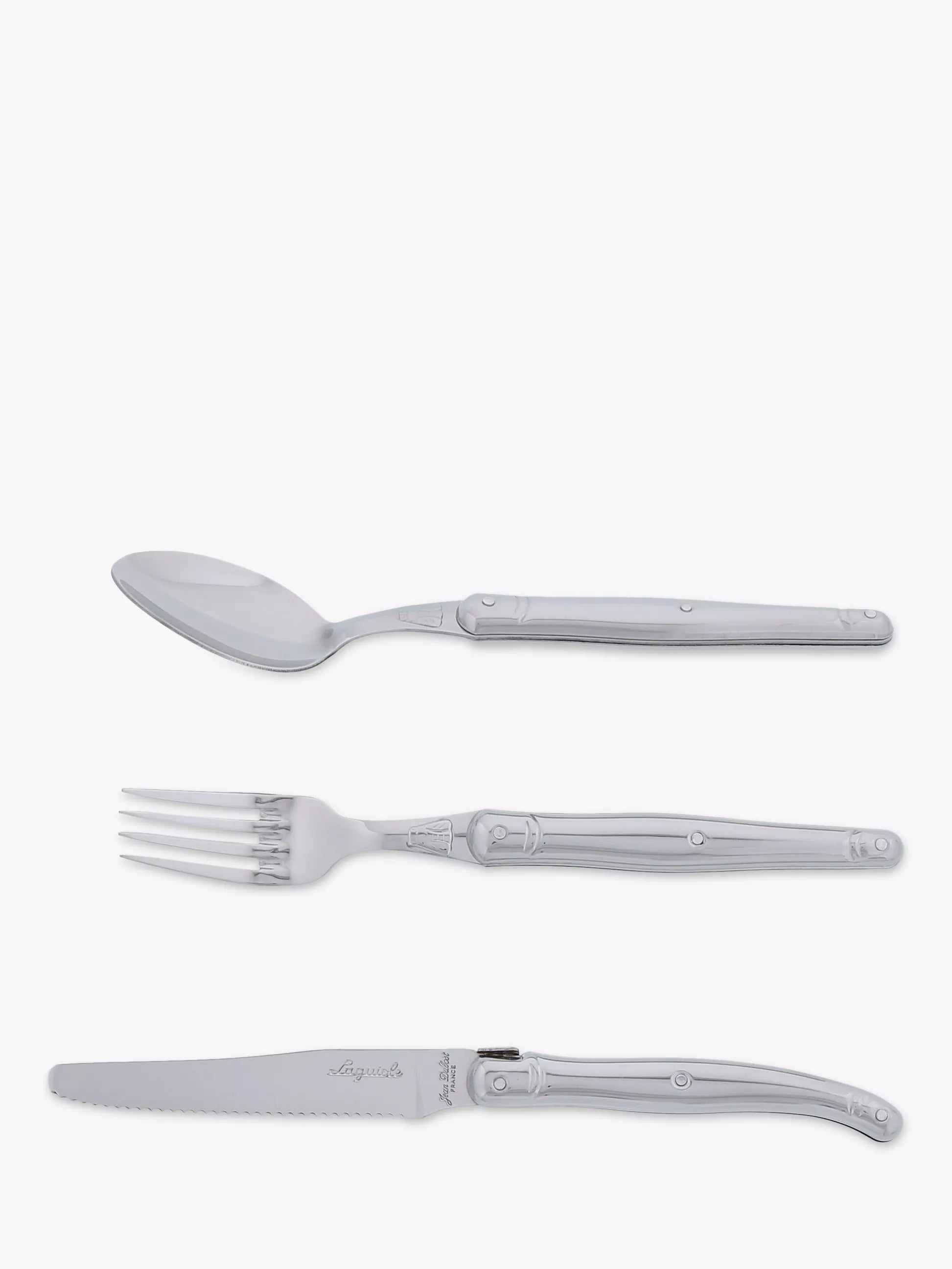 Laguiole 18-piece stainless steel cutlery set with wood tray, UK version
