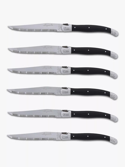 John Lewis Laguiole Stainless Steel Steak Knife Set with Knife Block, 6 Pieces- Buy online at McGrocer