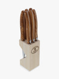 Laguiole steak knife set olive wood block 6 pieces - British product