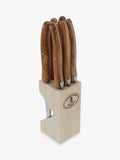 Laguiole steak knife set olive wood block 6 pieces - British product