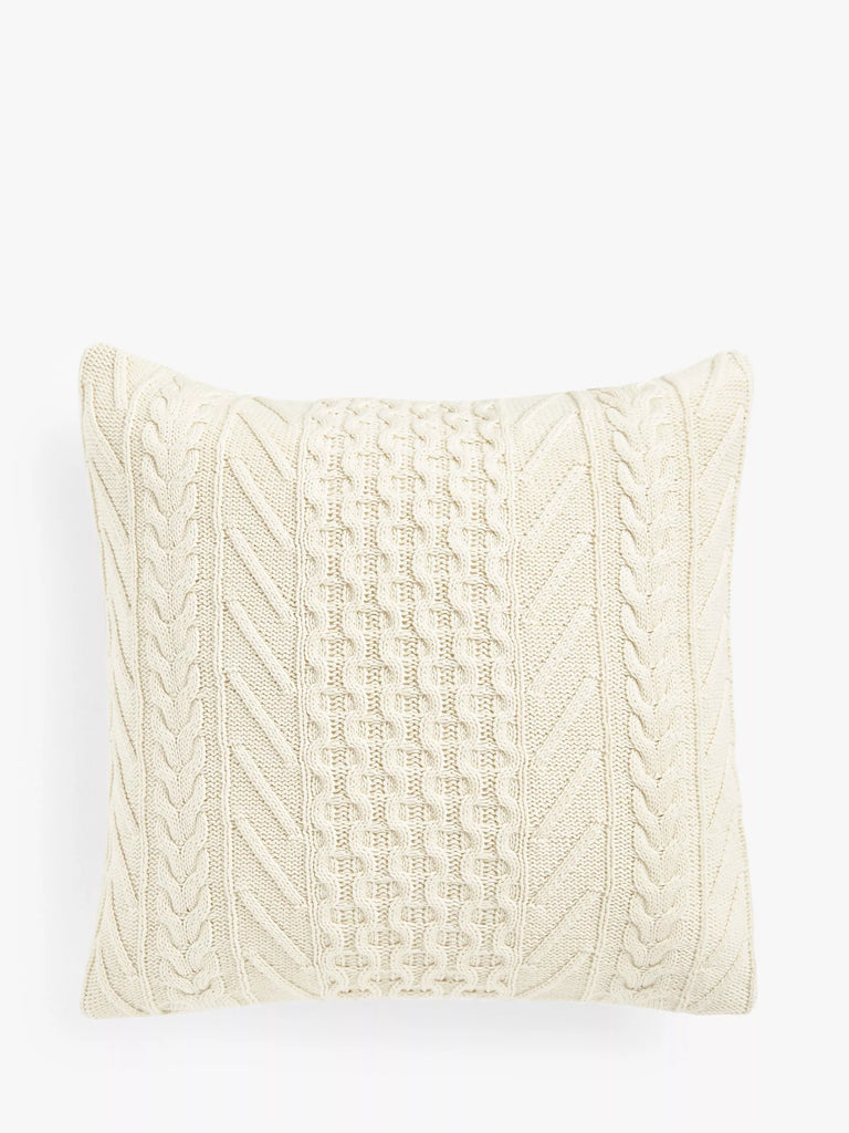 John Lewis Organic Cotton Knit Cushion, Marshmallow