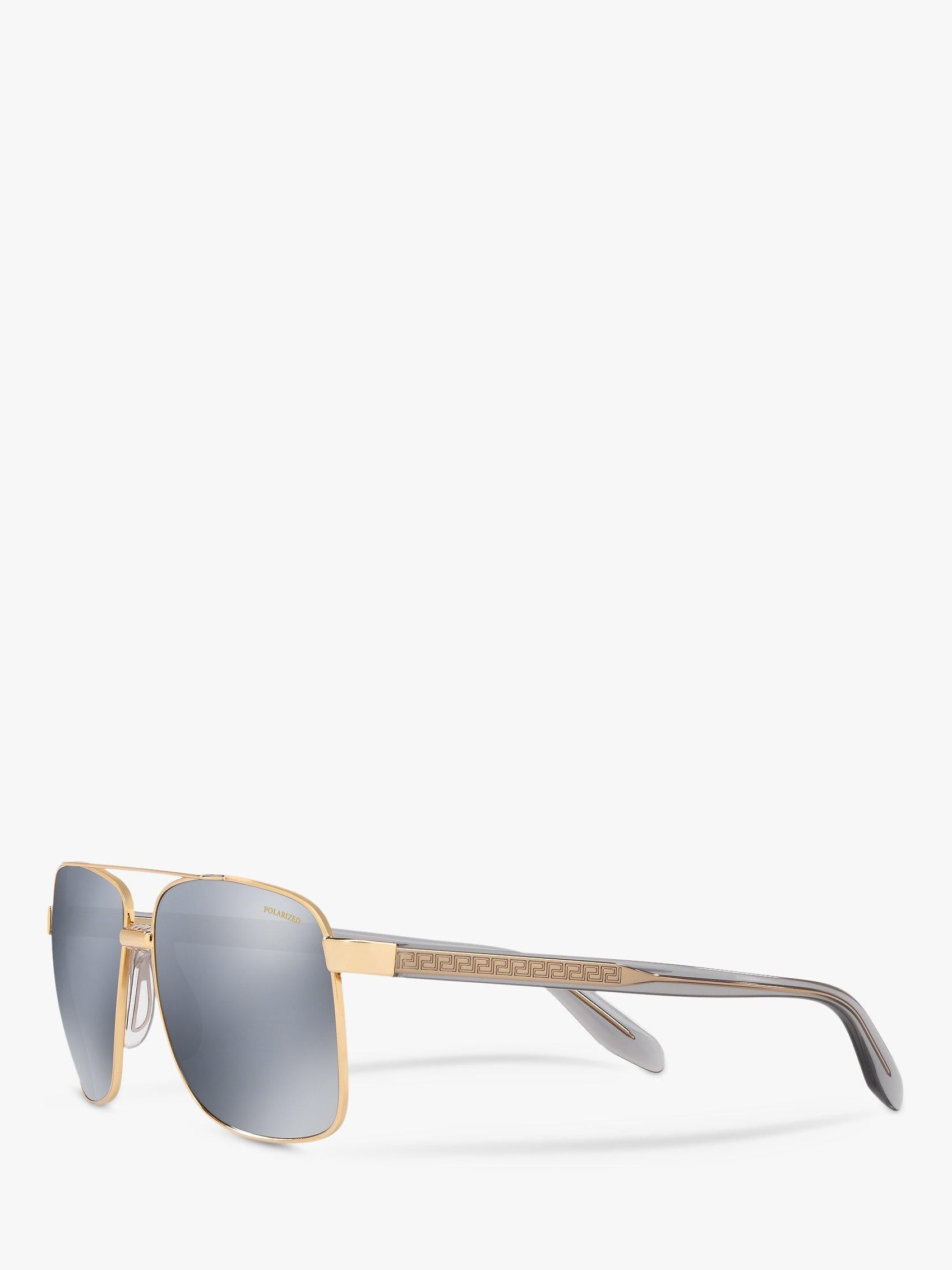 Versace square polarised sunglasses gold mirror grey, imported from the UK