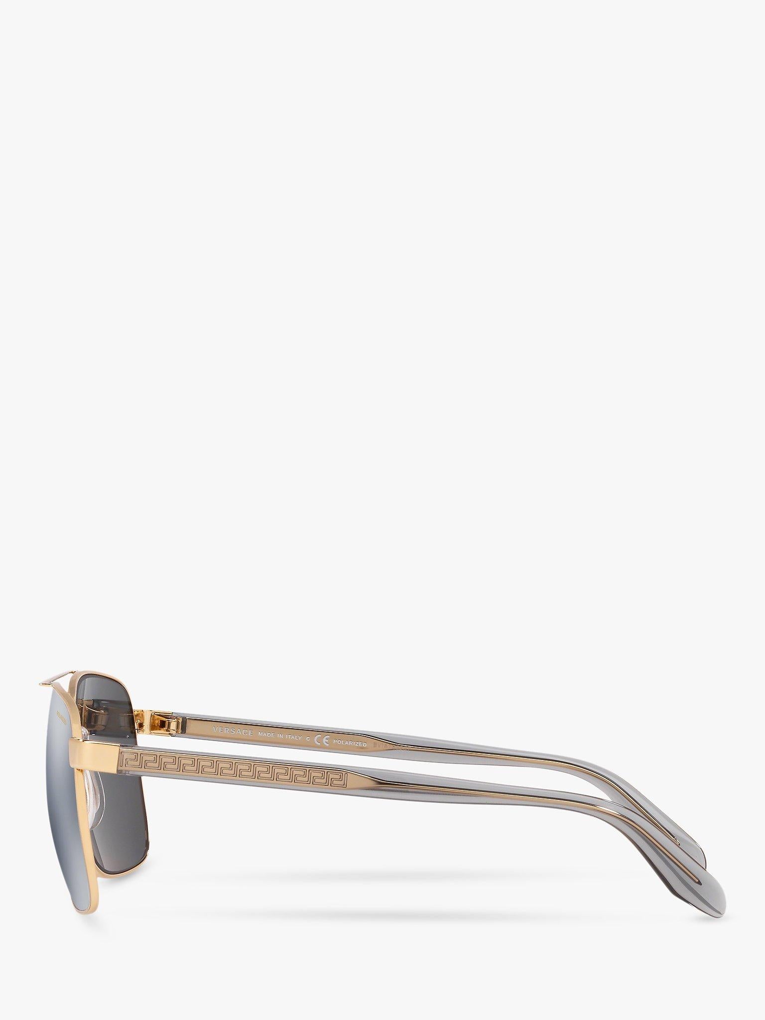 Versace square polarised sunglasses gold mirror grey, imported from the UK