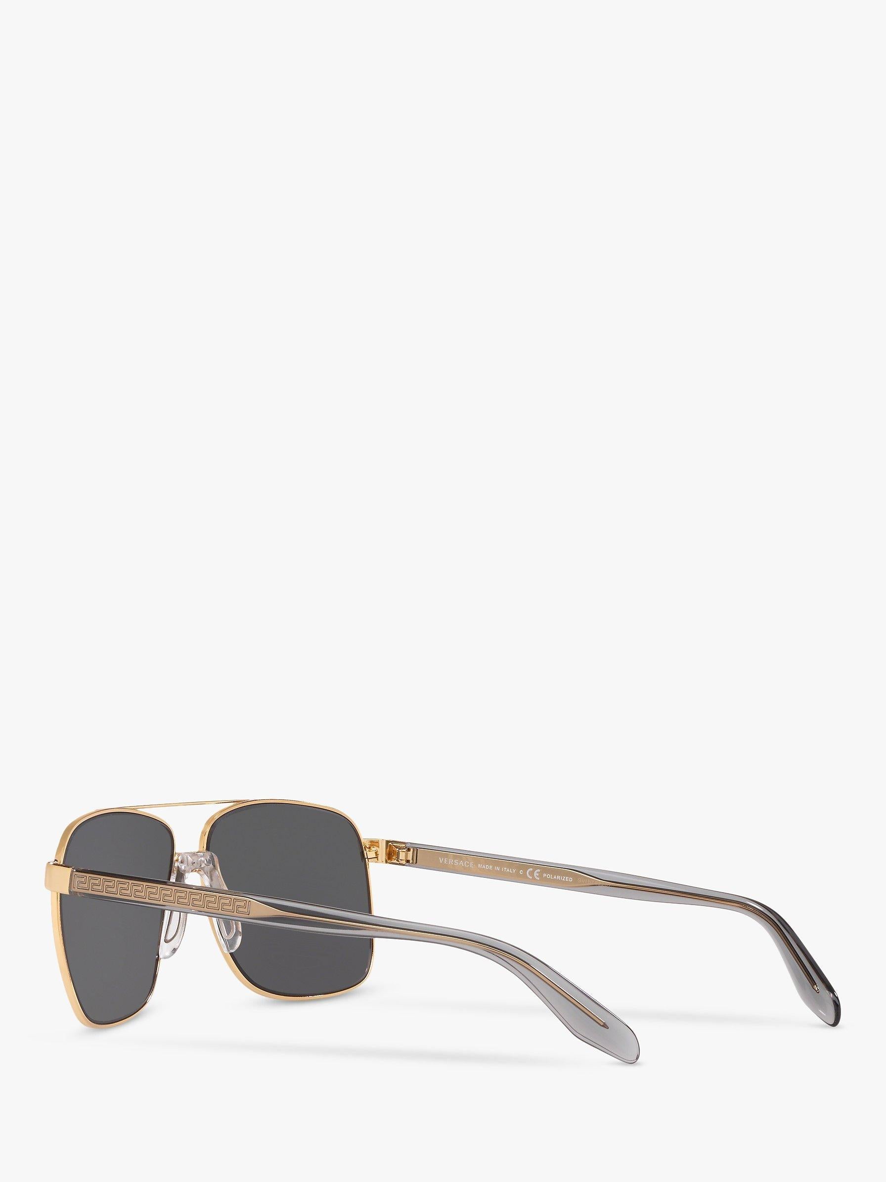 Versace square polarised sunglasses gold mirror grey, imported from the UK