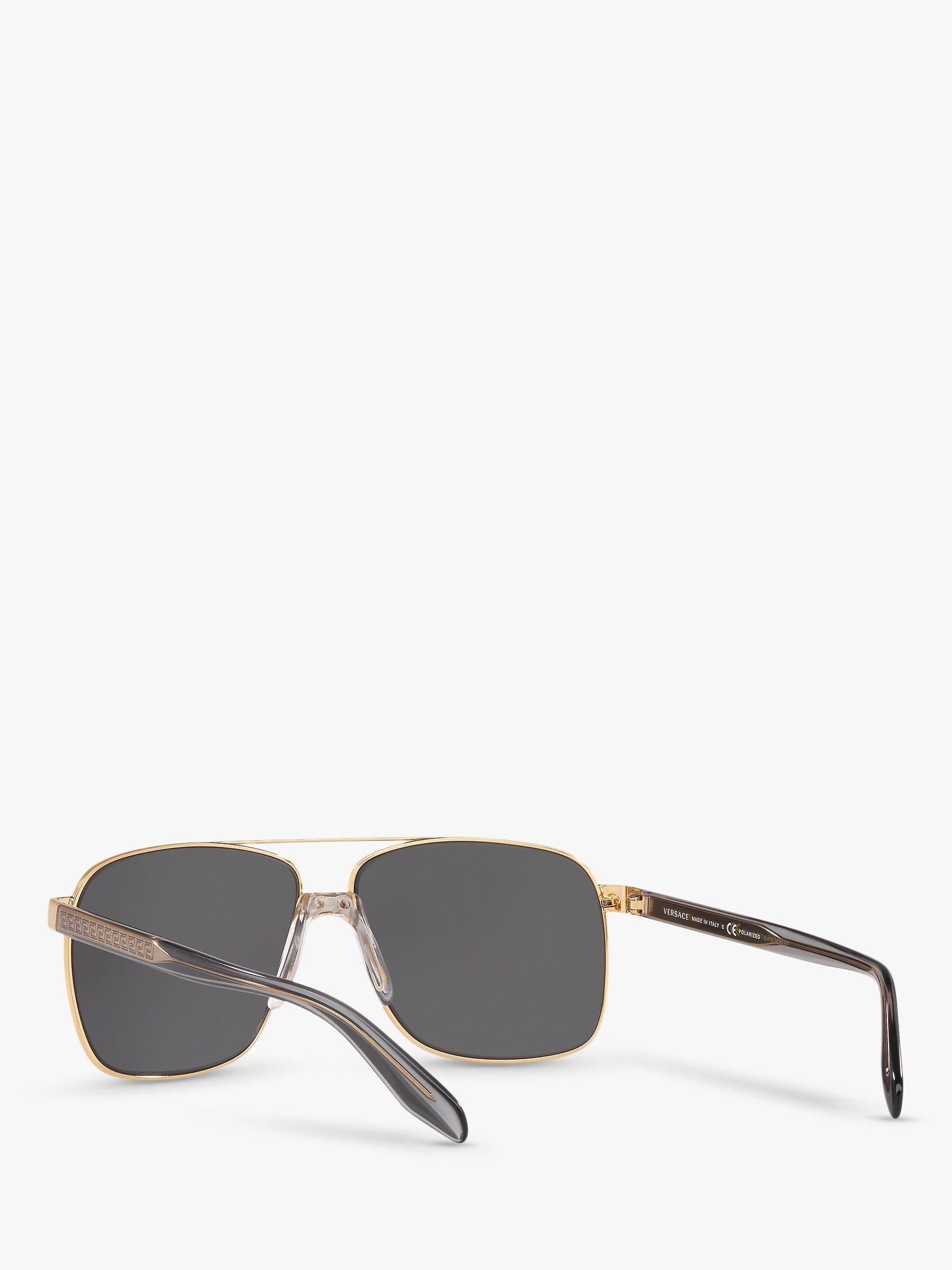 Versace square polarised sunglasses gold mirror grey, imported from the UK
