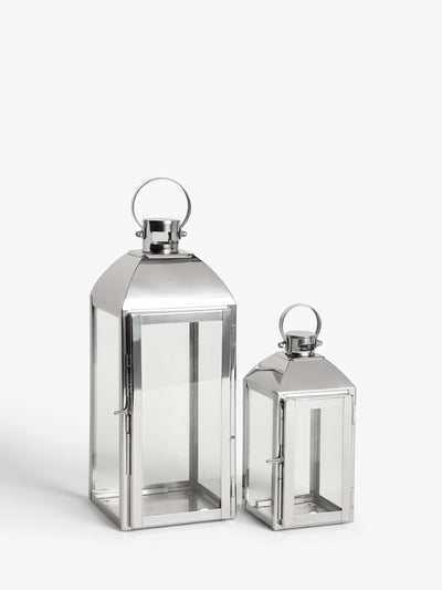Stainless Steel Lantern Candle Holders Set of 2