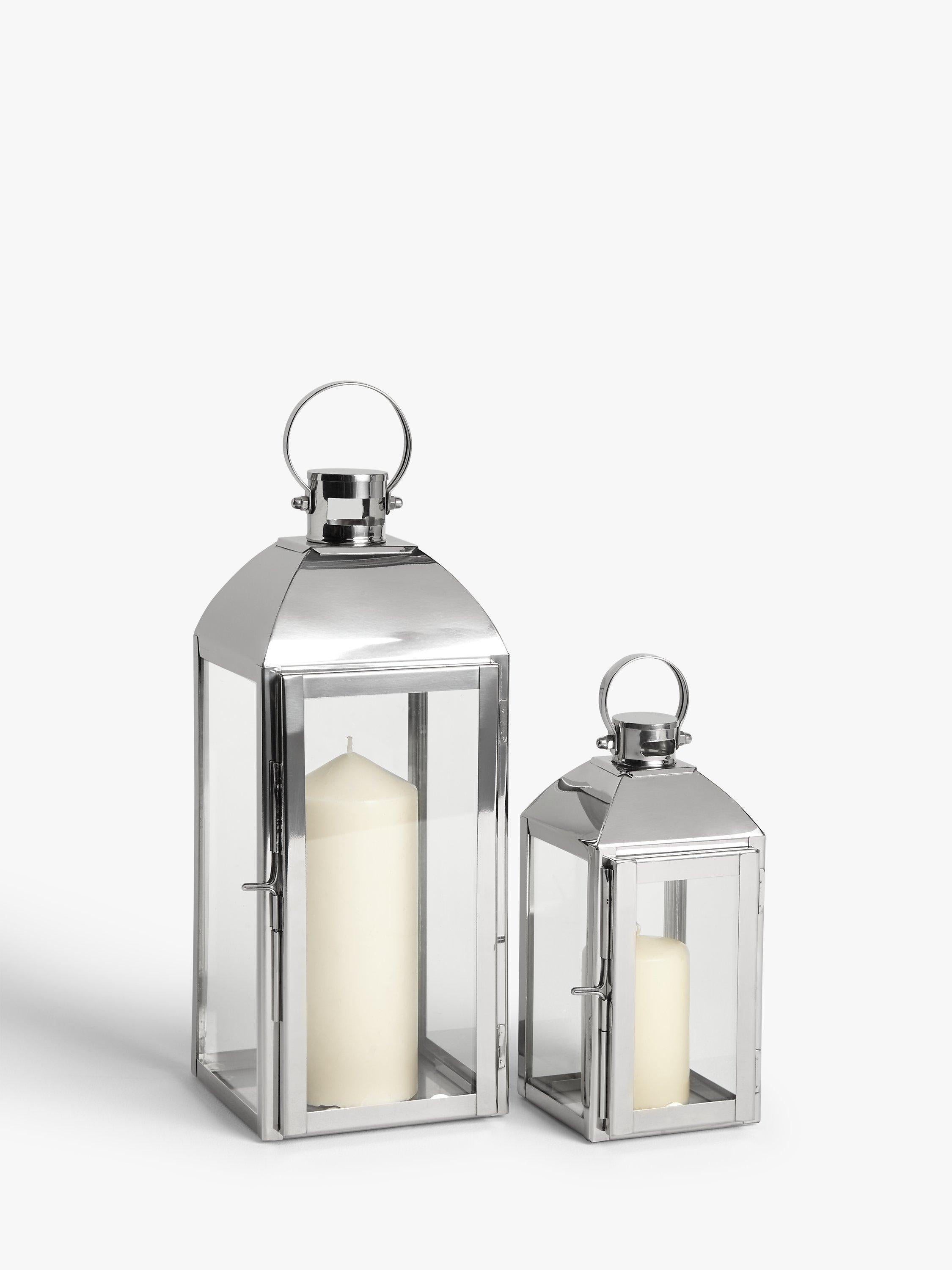 Stainless Steel Lantern Candle Holders Set of 2