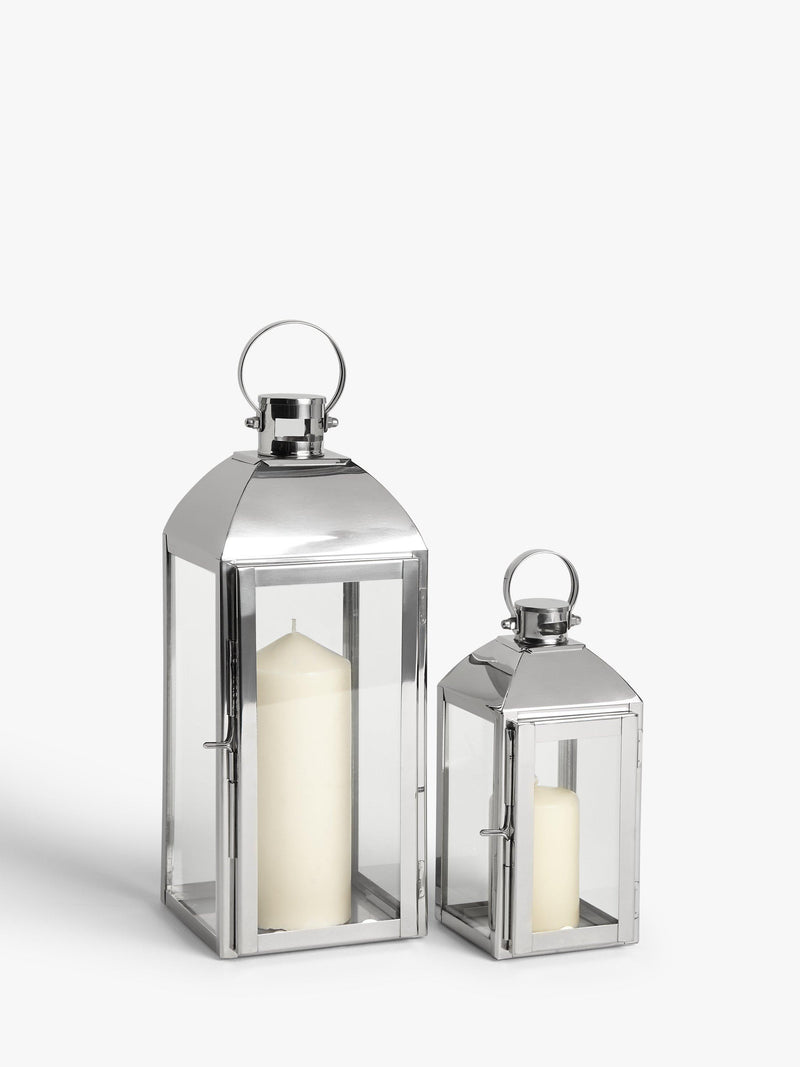 Stainless Steel Lantern Candle Holders Set of 2