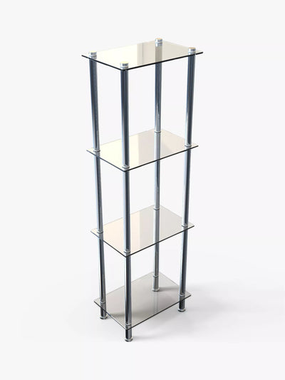 John Lewis John Lewis 4 Tier Glass Shelf Slim Bathroom Shelving Unit 97.5 x 35 x 30cm- Buy online at McGrocer
