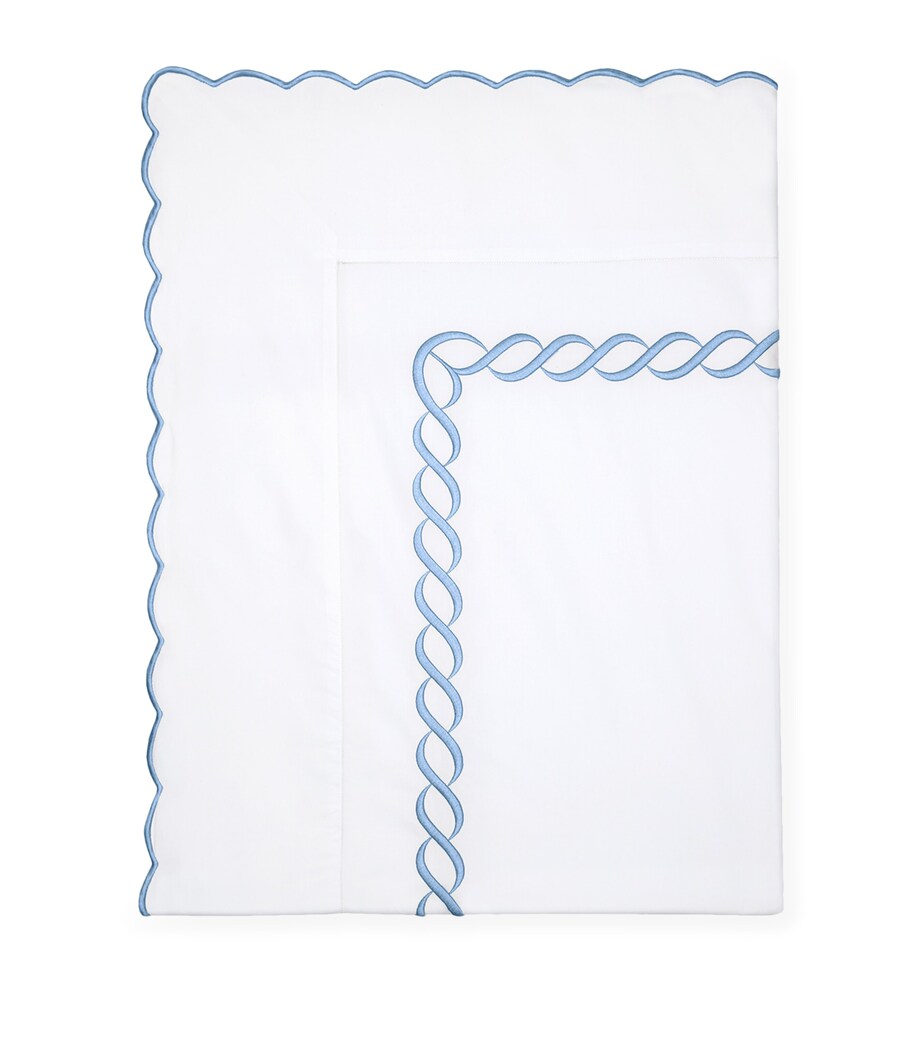Pratesi Super King flat sheet with braid pattern 300cm x 270cm, imported from the UK