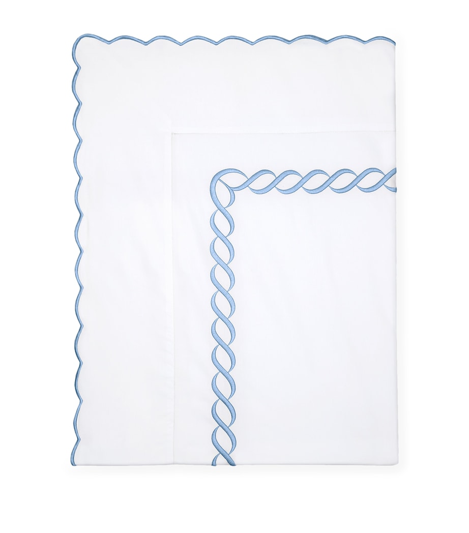 Pratesi Super King flat sheet with braid pattern 300cm x 270cm, imported from the UK