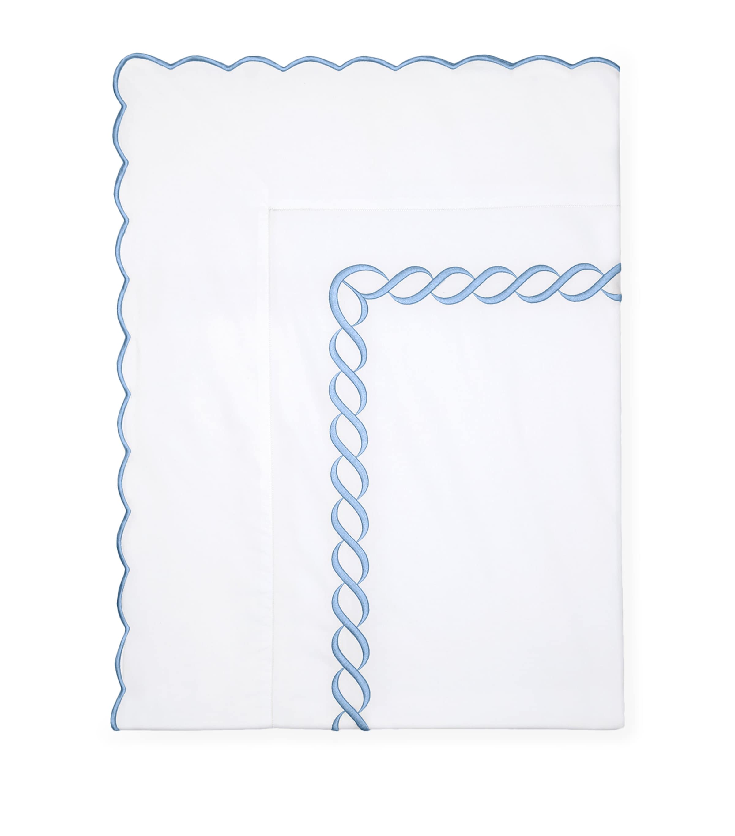 Pratesi Super King flat sheet with braid pattern 300cm x 270cm, imported from the UK
