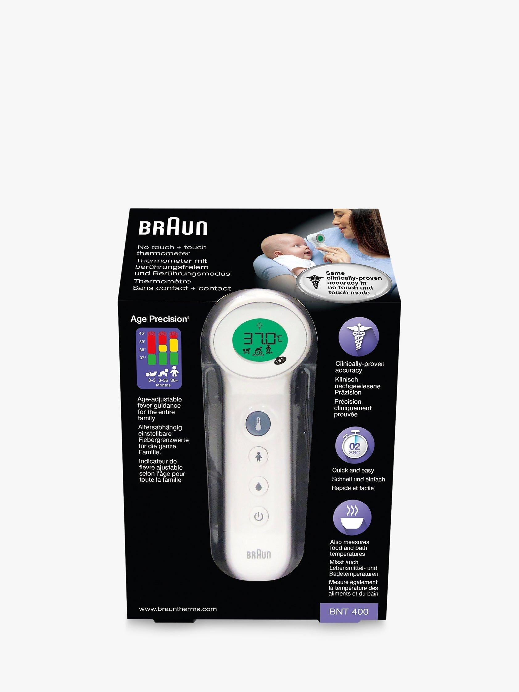 Braun No Touch Age Precision infrared ear thermometer - British product