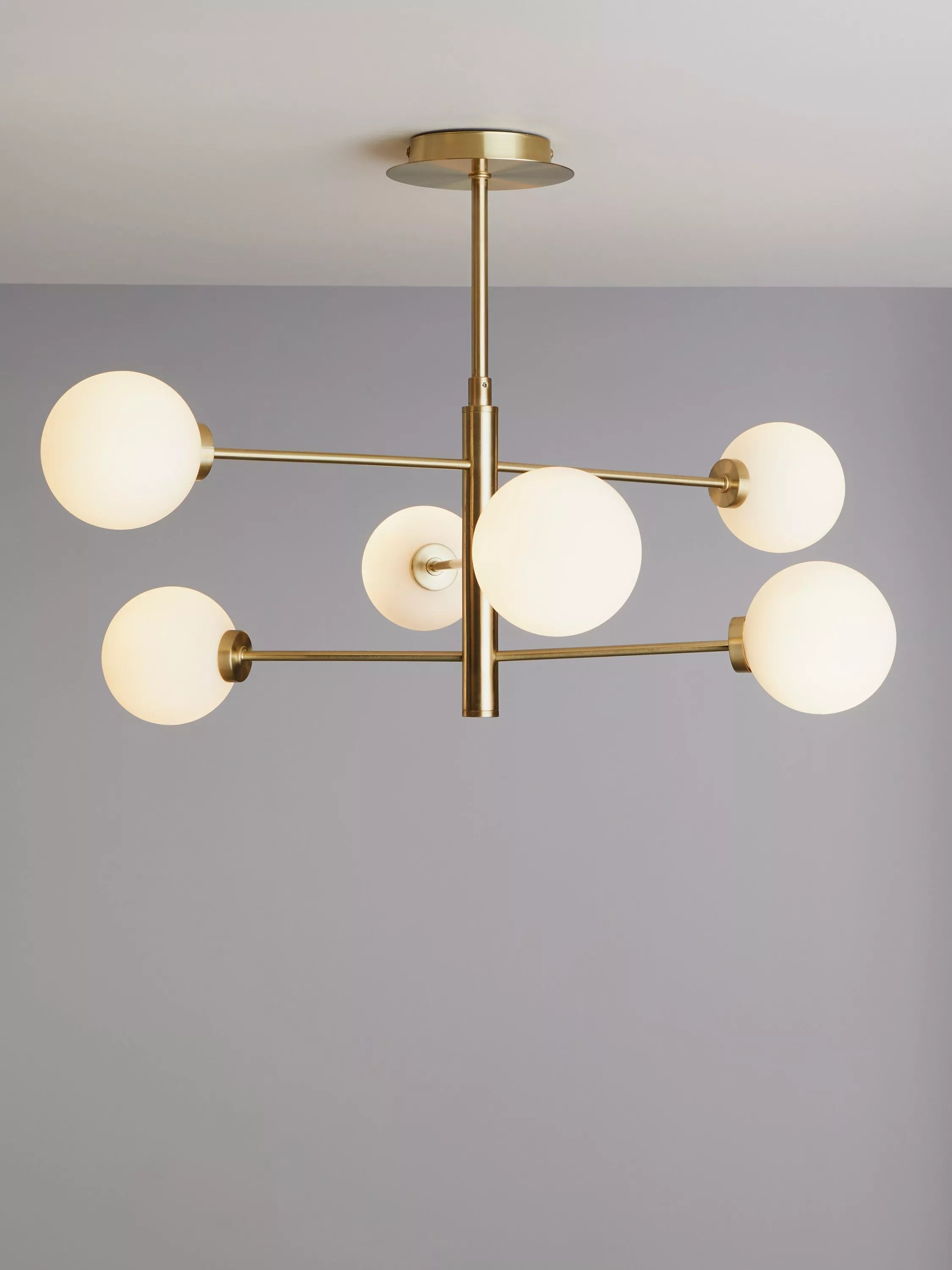 John Lewis Parity 6 arm ceiling light with glass globe shades - British product