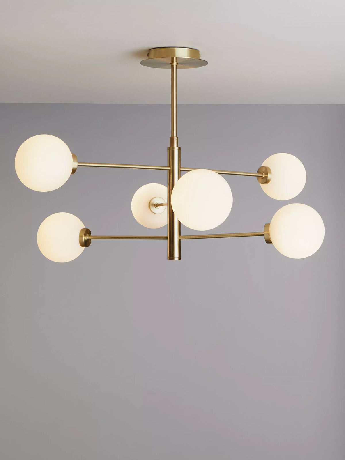 John Lewis Parity 6 arm ceiling light with glass globe shades - British product