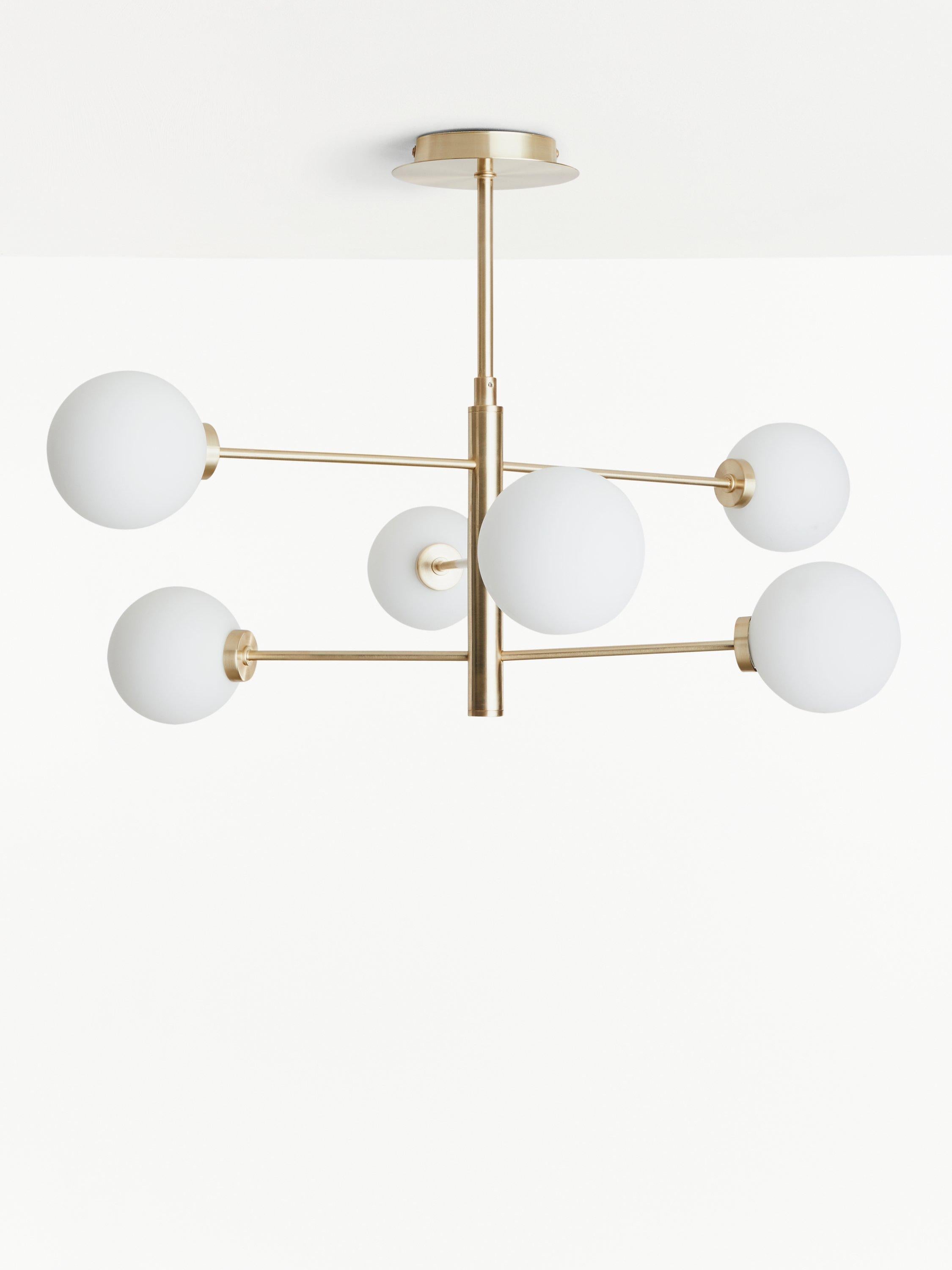 John Lewis Parity 6 arm ceiling light with glass globe shades - British product