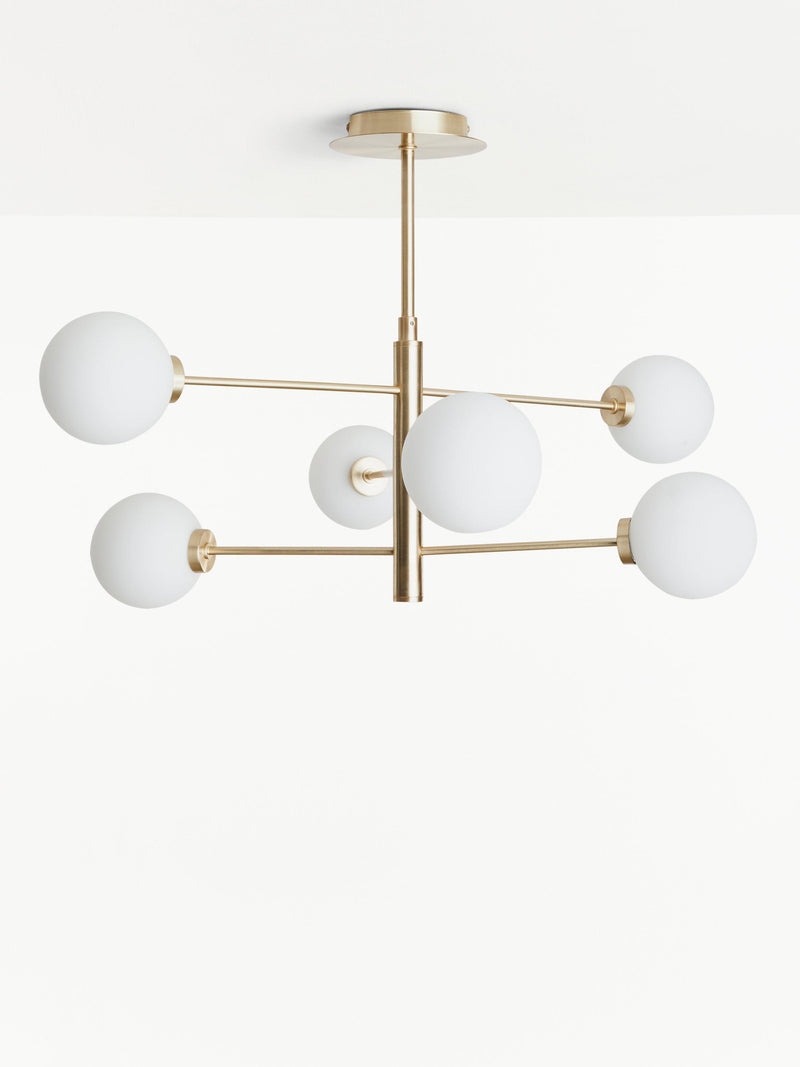 John Lewis Parity 6 arm ceiling light with glass globe shades - British product