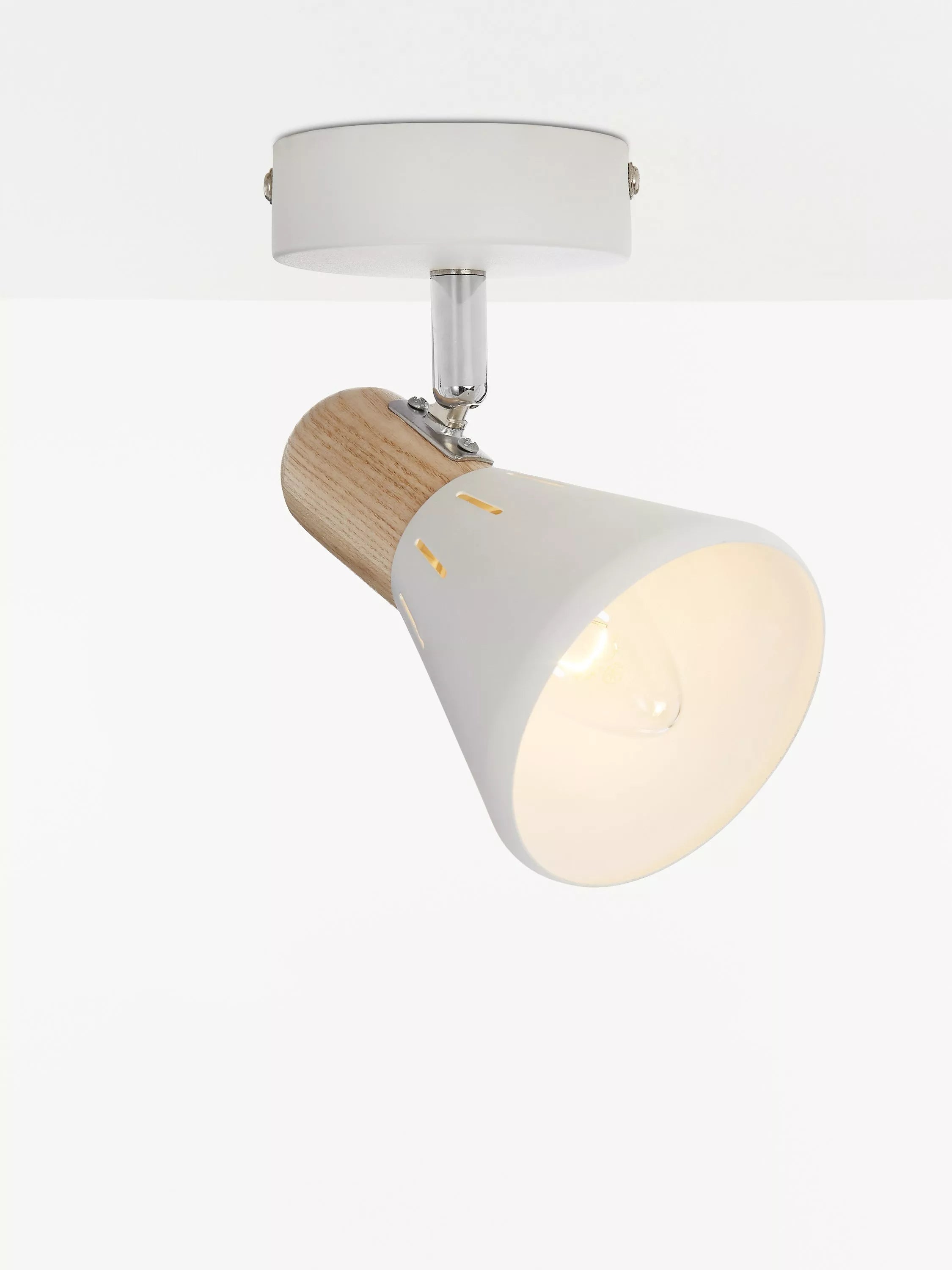 John Lewis SES LED single spotlight white wood - British product